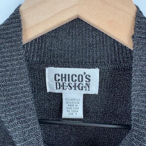 Vintage Chico’s Design Black Mock Neck Sweater Vest Size 3 (XL) Knit Minimalist - Picture 3 of 7